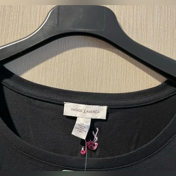 Vintage America Medium Weight Easy Fit Cotton Blend Embroidered Jersey Top - Picture 7 of 13